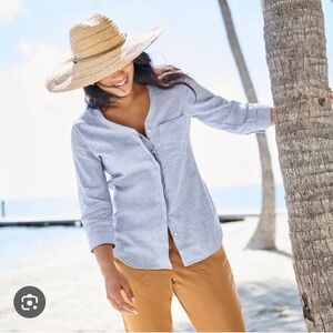 ORVIS 100% Linen Button-up 3/4 Sleeve Shirt, Nightshade-Size M (10-12)